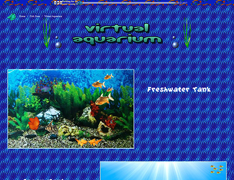 screenshot of the virtual aquarium site